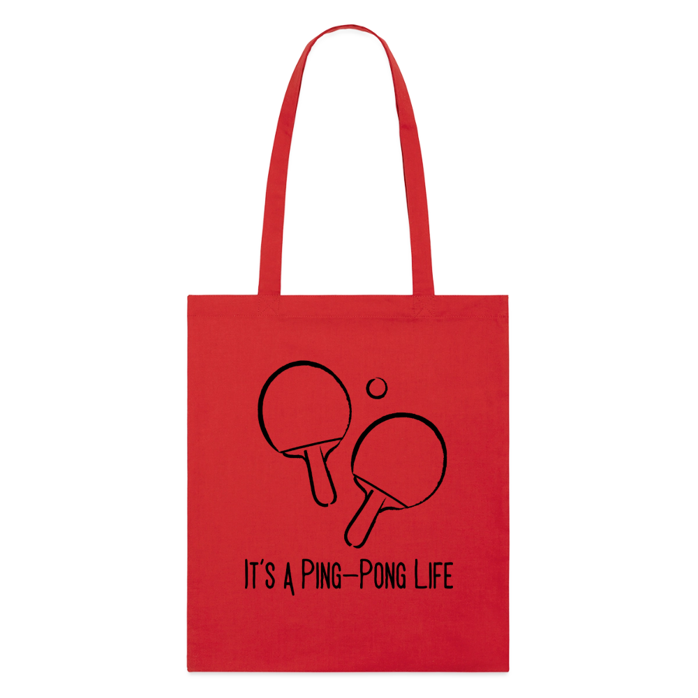 Ping-Pong Life, Stoffbeutel aus Bio-Baumwolle - red
