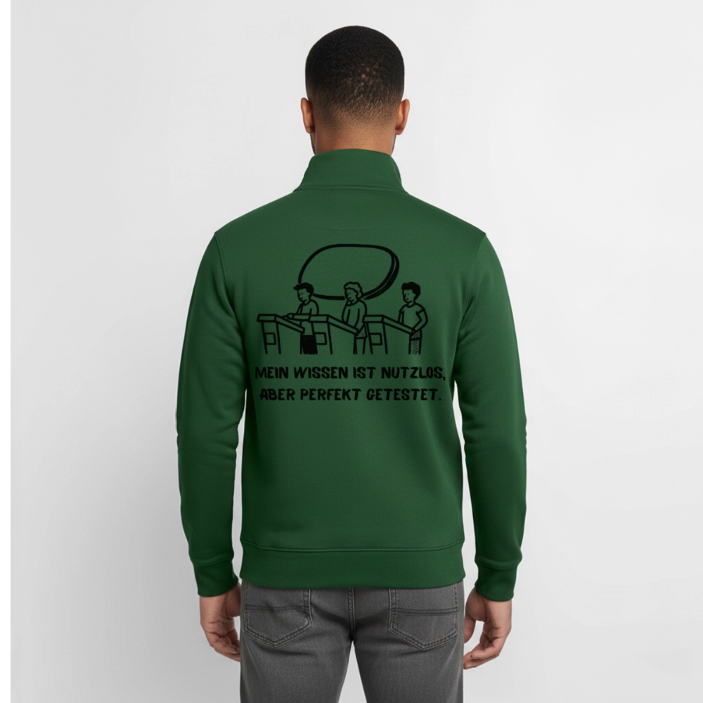 Quiz-Nerd, unisex Sweatshirt-Jacke, aus Bio-Baumwollgemisch - bottle green