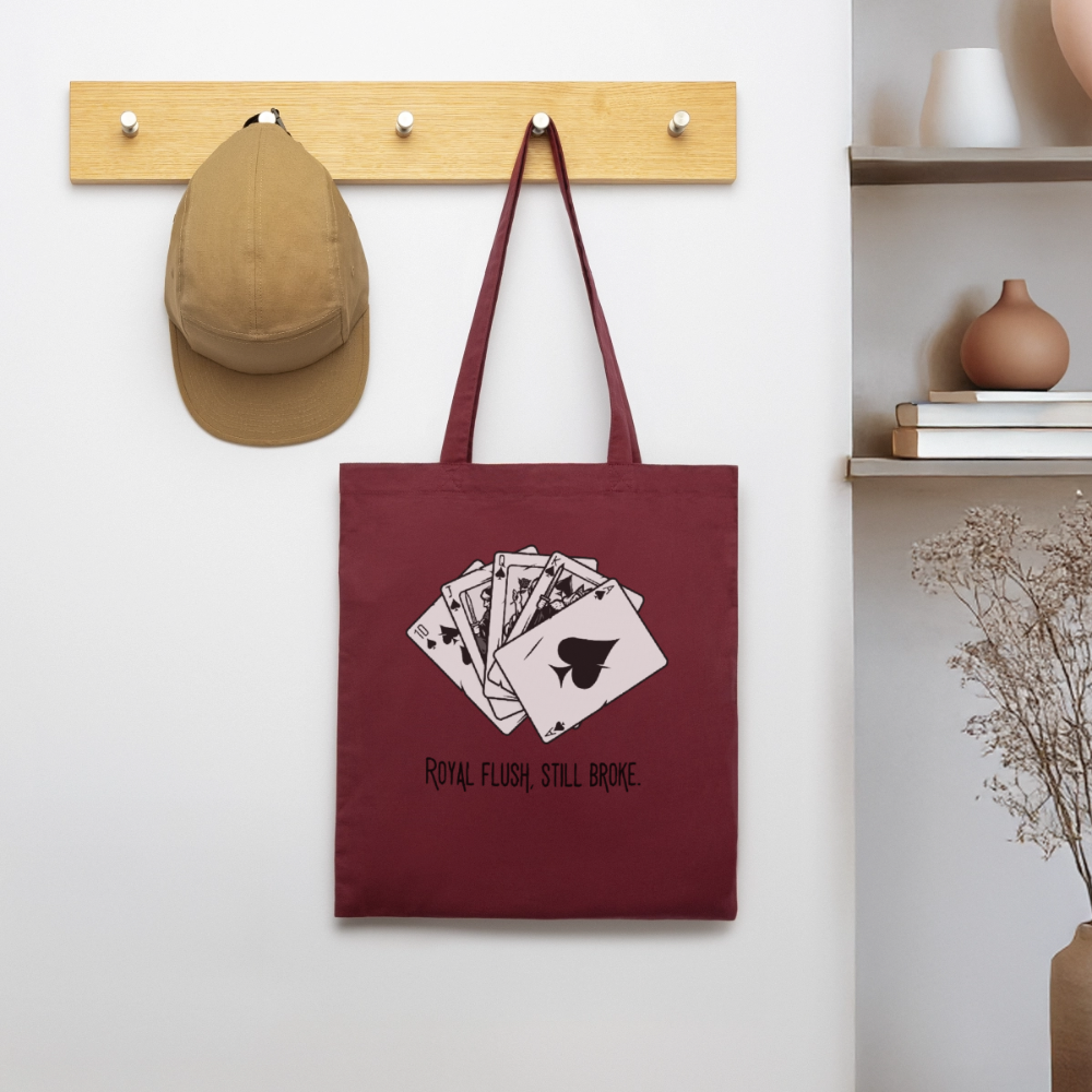 Royal Flush Broke,  Stoffbeutel aus Bio-Baumwolle - burgundy