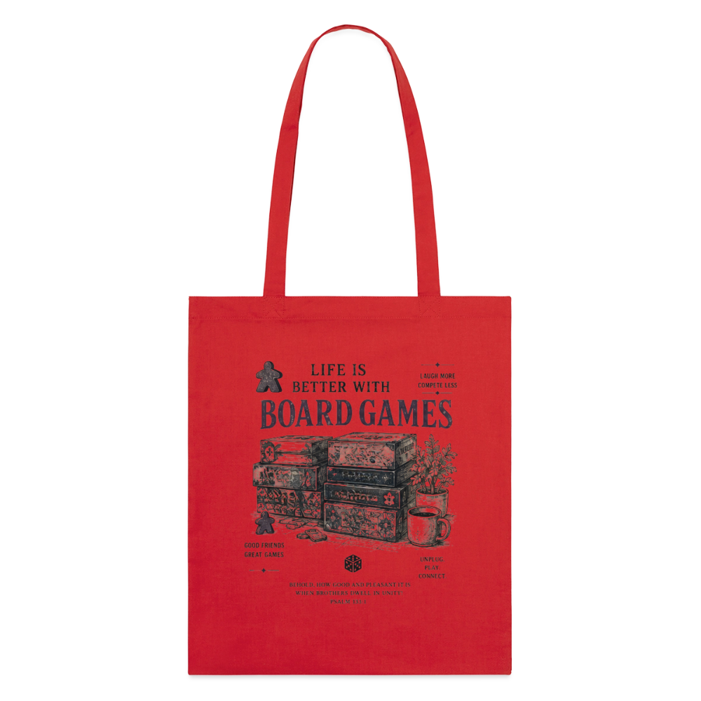 Life Is Better With Board Games, Stoffbeutel aus Bio-Baumwolle - Rot
