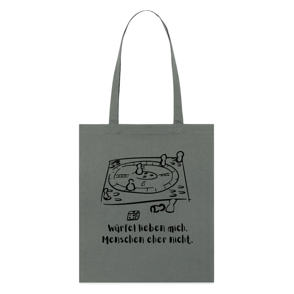 Würfel-Liebe. Stoffbeutel aus Bio-Baumwolle - anthracite