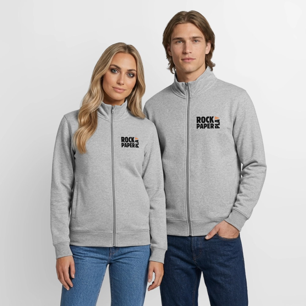 Power Couple, unisex Sweatshirt-Jacke aus Bio-Baumwollgemisch - heather grey