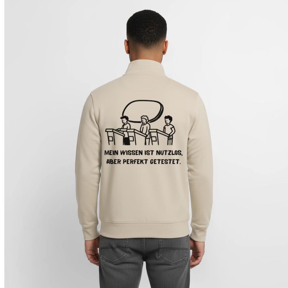 Quiz-Nerd, unisex Sweatshirt-Jacke, aus Bio-Baumwollgemisch - desert dust