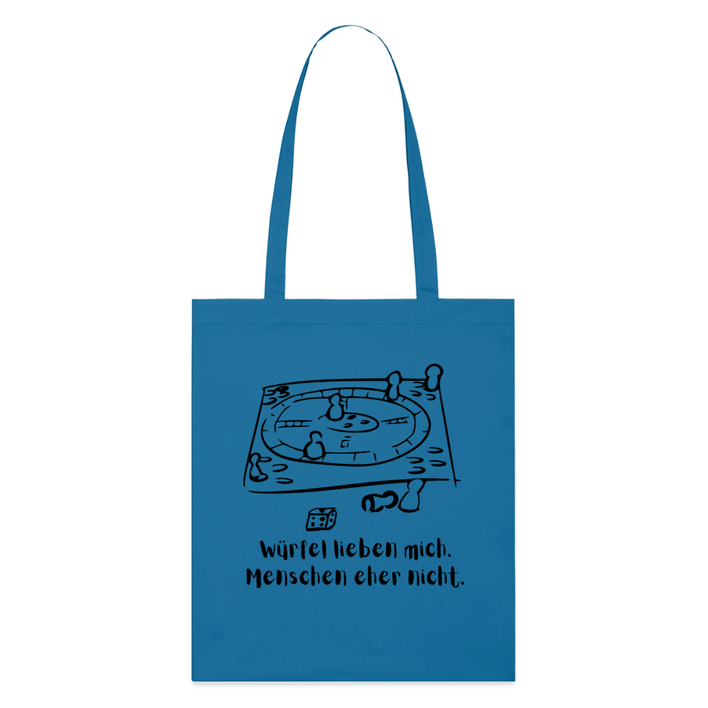 Würfel-Liebe. Stoffbeutel aus Bio-Baumwolle - royal blue