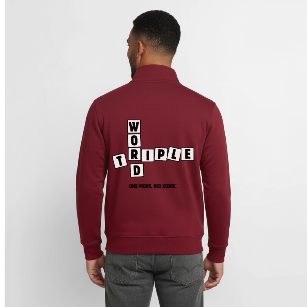 Every Letter Counts, unisex Sweatshirt-Jacke aus Bio-Baumwollgemisch - burgundy