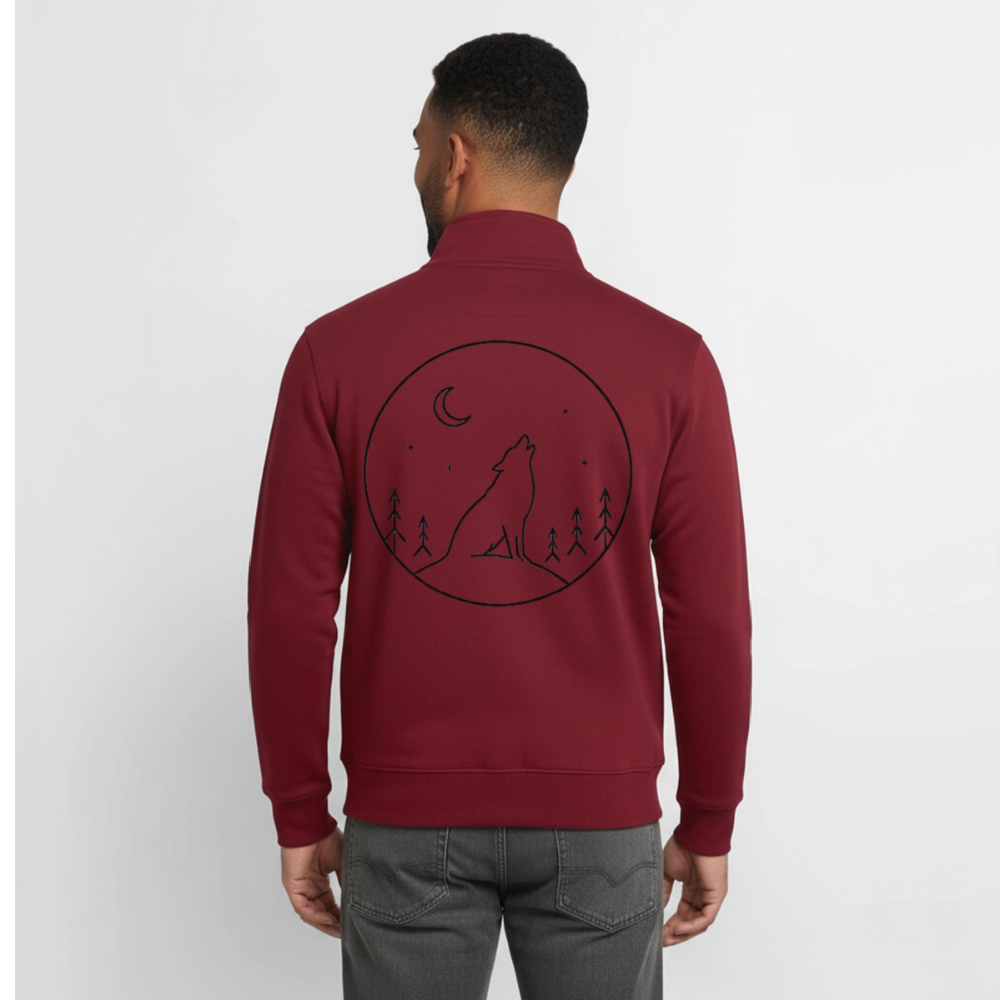 Trust No One, unisex Sweatshirt-Jacke aus Bio-Baumwollgemisch - burgundy