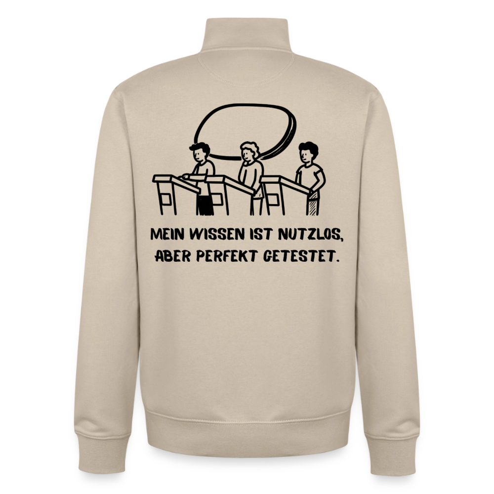 Quiz-Nerd, unisex Sweatshirt-Jacke, aus Bio-Baumwollgemisch - desert dust
