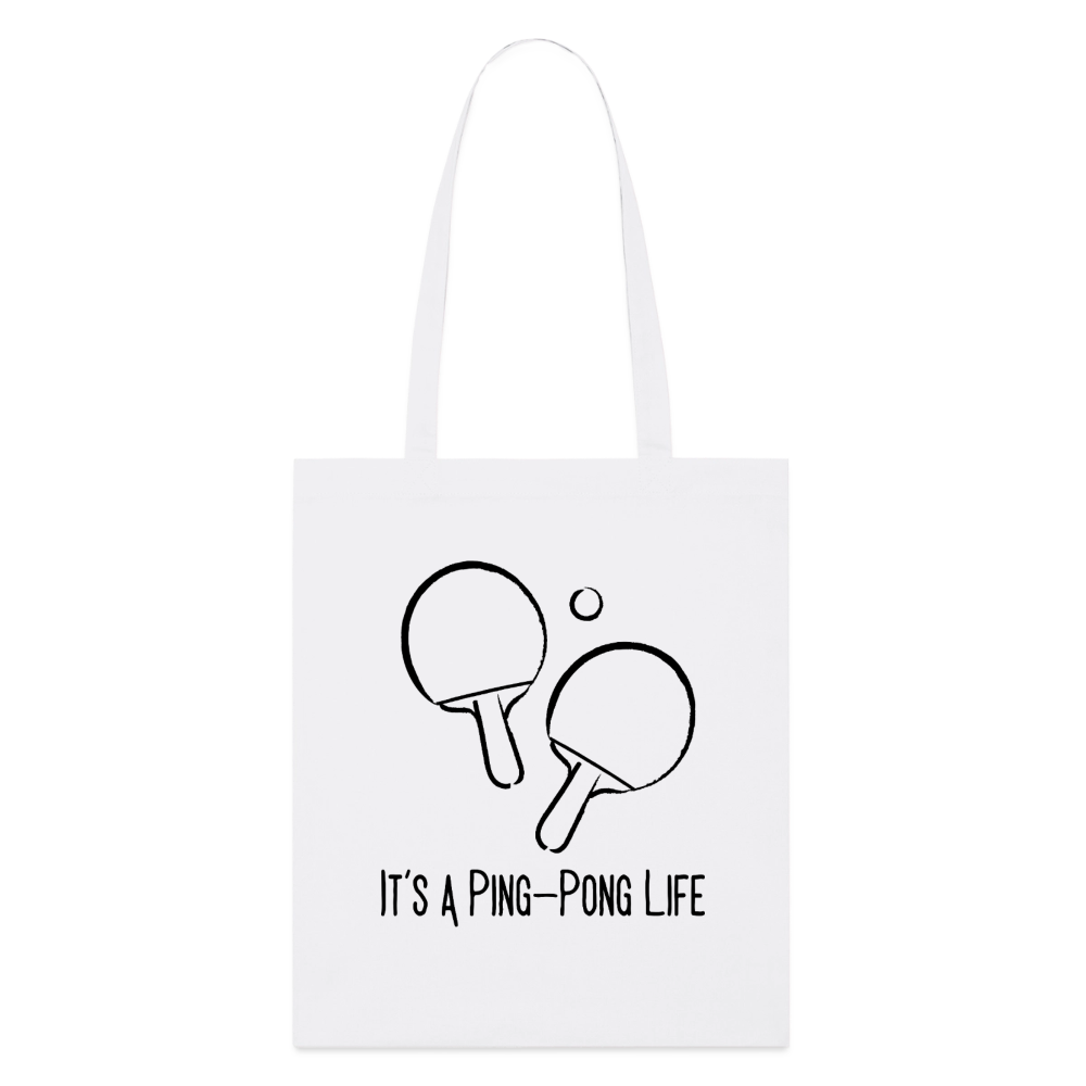Ping-Pong Life, Stoffbeutel aus Bio-Baumwolle - white