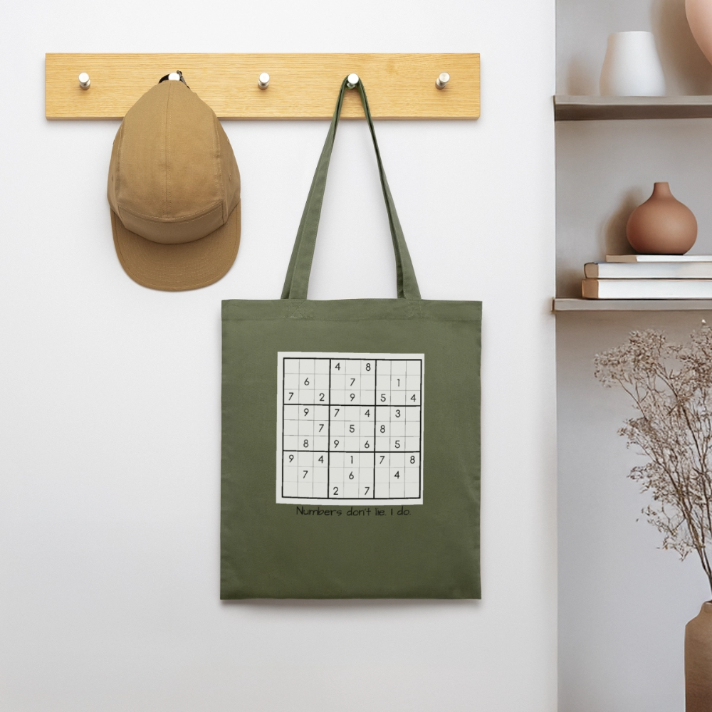 Sudoku Liar, Stoffbeutel aus Bio-Baumwolle - khaki