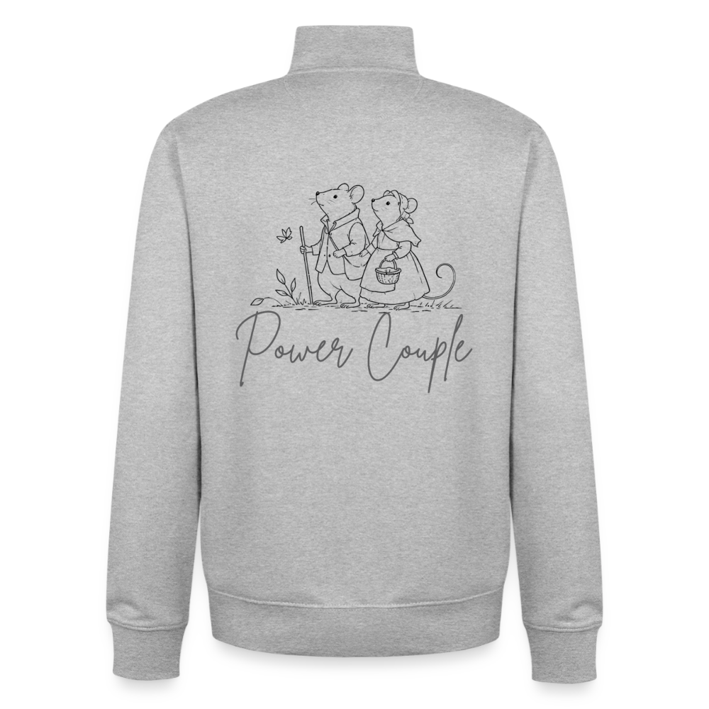 Power Couple, unisex Sweatshirt-Jacke aus Bio-Baumwollgemisch - heather grey