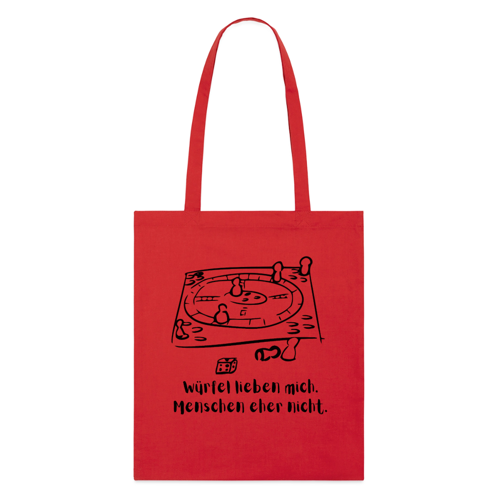Würfel-Liebe. Stoffbeutel aus Bio-Baumwolle - red