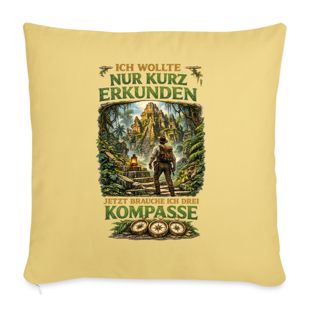 Nur kurz erkunden - Sofakissen mit Füllung 44 x 44 cm - Hellgelb