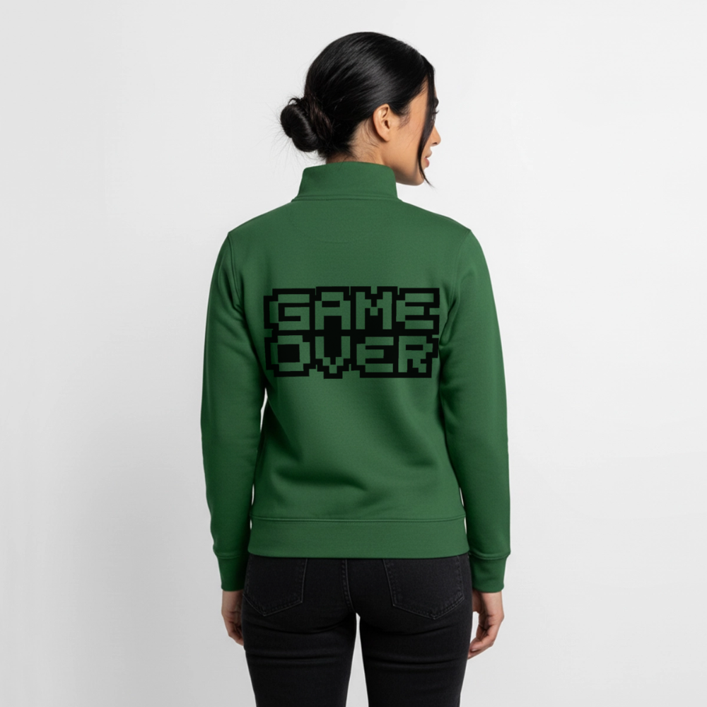 "GAME OVER"-Retro, unisex Sweatshirt-Jacke aus Bio-Baumwollgemisch - bottle green
