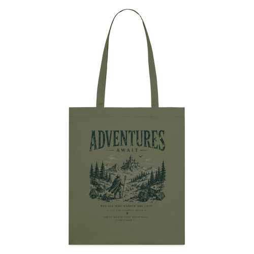 Adventures Await, Stoffbeutel aus Bio-Baumwolle - Khaki