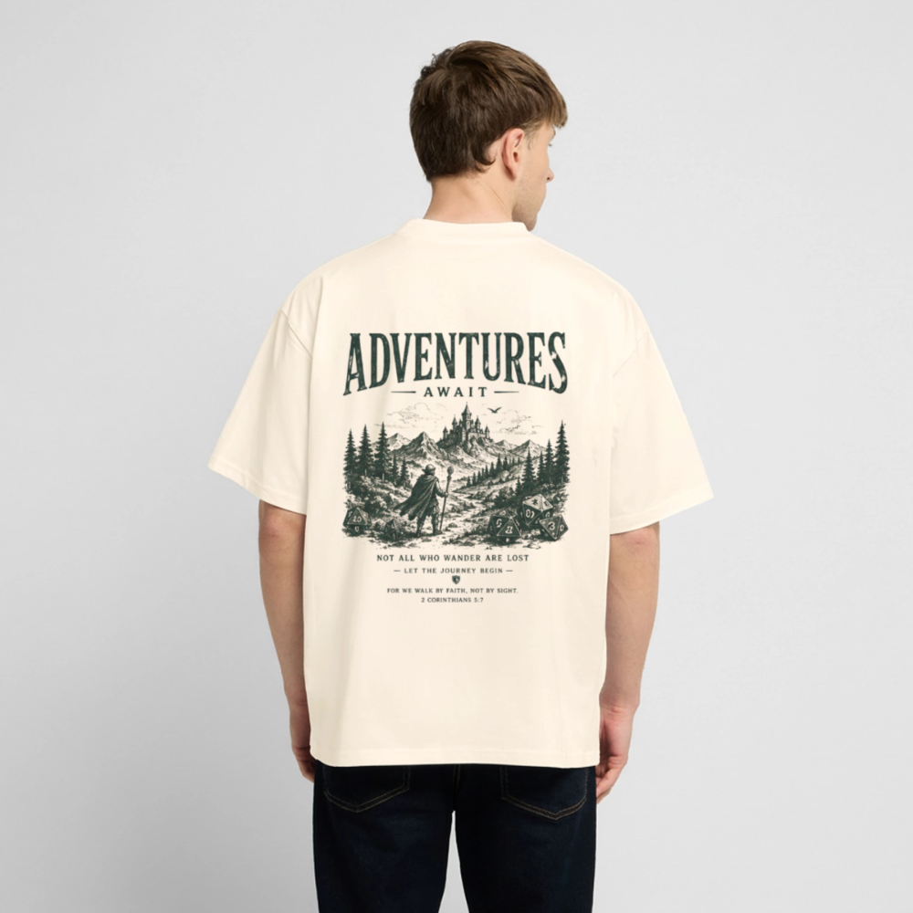 Adventure Await, unisex Oversized T-Shirt - Creme