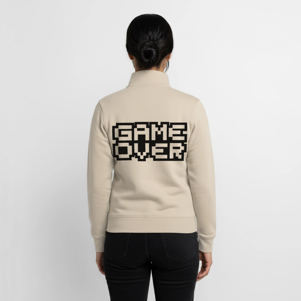 "GAME OVER"-Retro, unisex Sweatshirt-Jacke aus Bio-Baumwollgemisch - desert dust