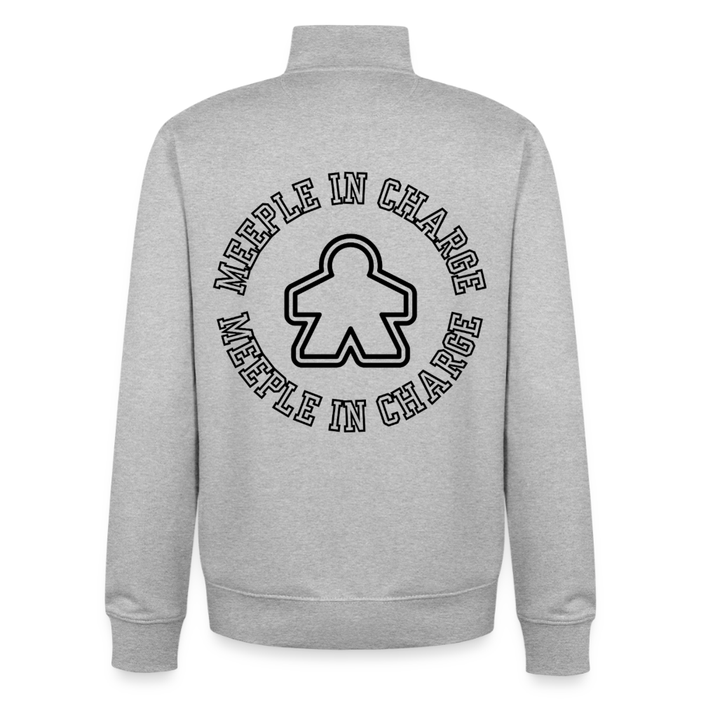 Meeple in Charge, unisex Sweatshirt-Jacke aus Bio-Baumwollgemisch - heather grey