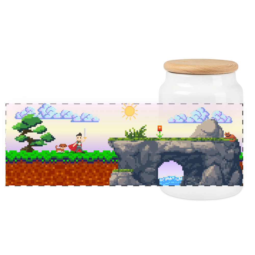 Pixel Adventure | Retro Gaming -  Keksdose - Weiß