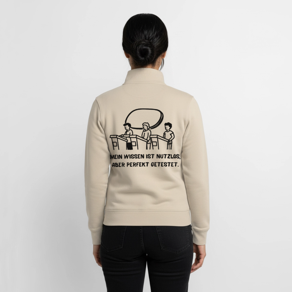Quiz-Nerd, unisex Sweatshirt-Jacke, aus Bio-Baumwollgemisch - desert dust