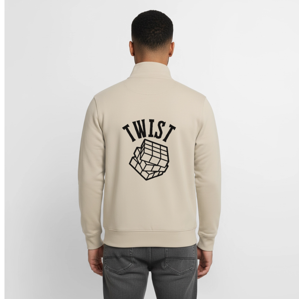 Zauberwürfel-Twist, unisex Sweatshirt-Jacke aus Bio-Baumwollgemisch - desert dust