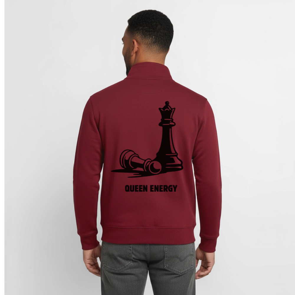Ein Zug. Eine klare Sache. Unisex Sweatshirt-Jacke aus Bio-Baumwollgemisch - burgundy