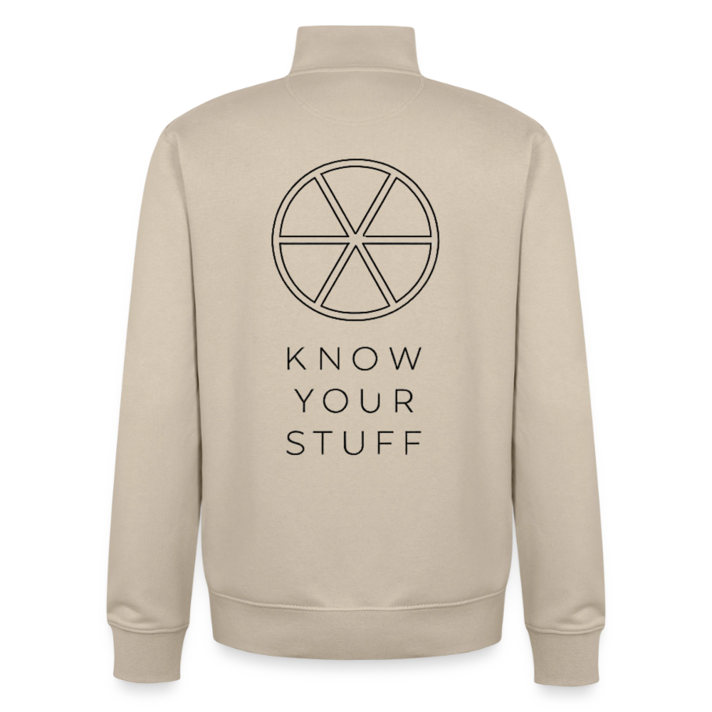 Know your Stuff, unisex Sweatshirt-Jacke aus Bio-Baumwollgemisch - desert dust