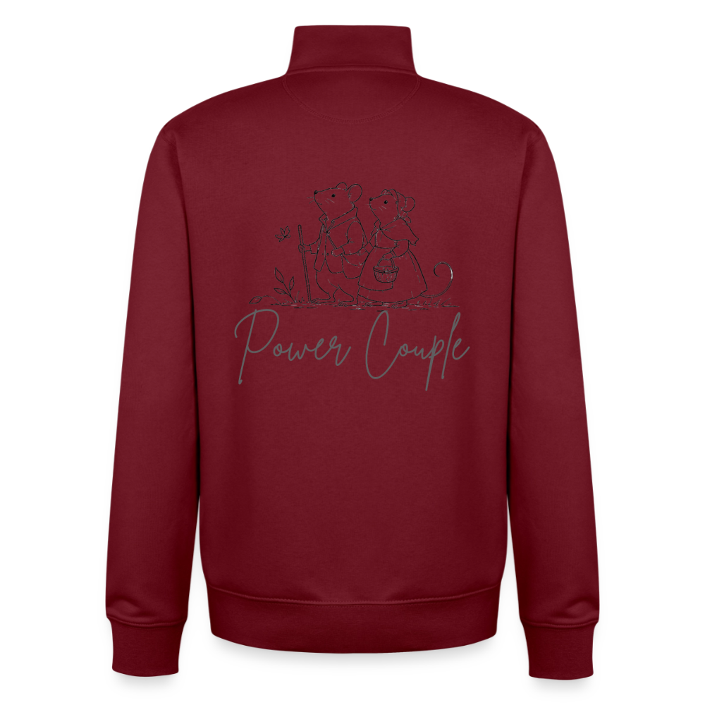 Power Couple, unisex Sweatshirt-Jacke aus Bio-Baumwollgemisch - burgundy