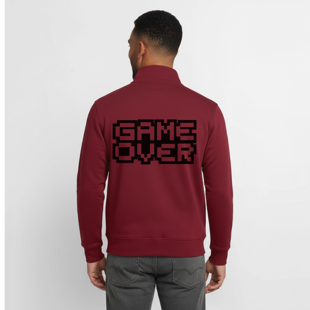 "GAME OVER"-Retro, unisex Sweatshirt-Jacke aus Bio-Baumwollgemisch - burgundy