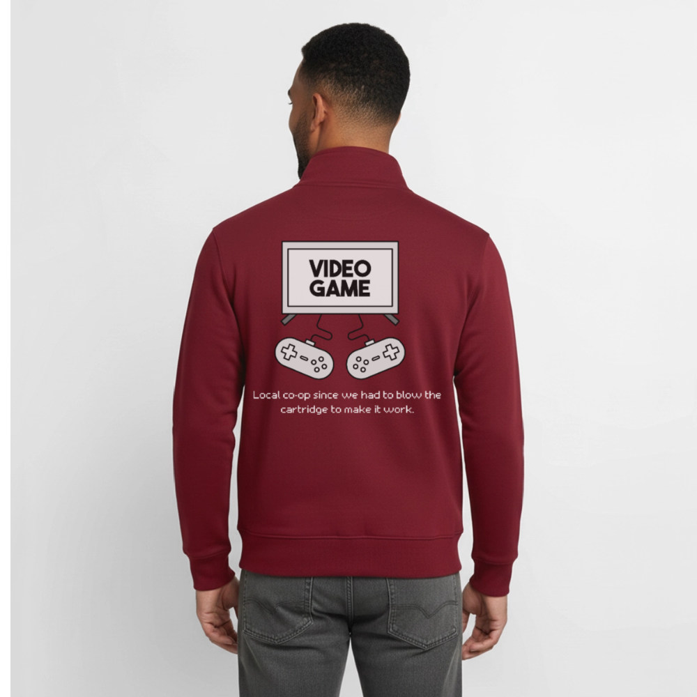 Blow the Cartridge, unisex Sweatshirt-Zipper aus Bio-Baumwollgemisch - burgundy