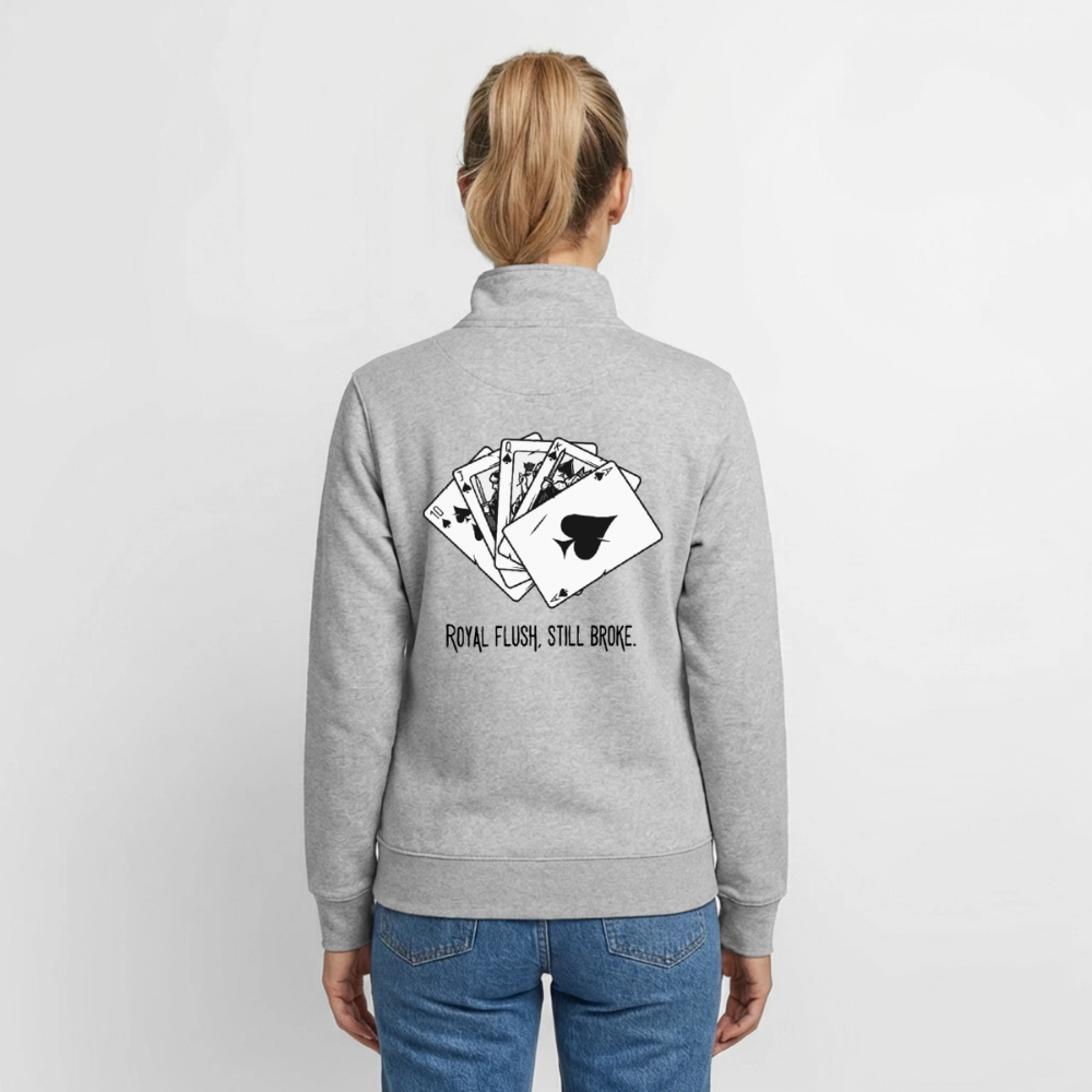 Royal Flush Broke, unisex Sweatshirt-Jacke aus Bio-Baumwollgemisch - heather grey