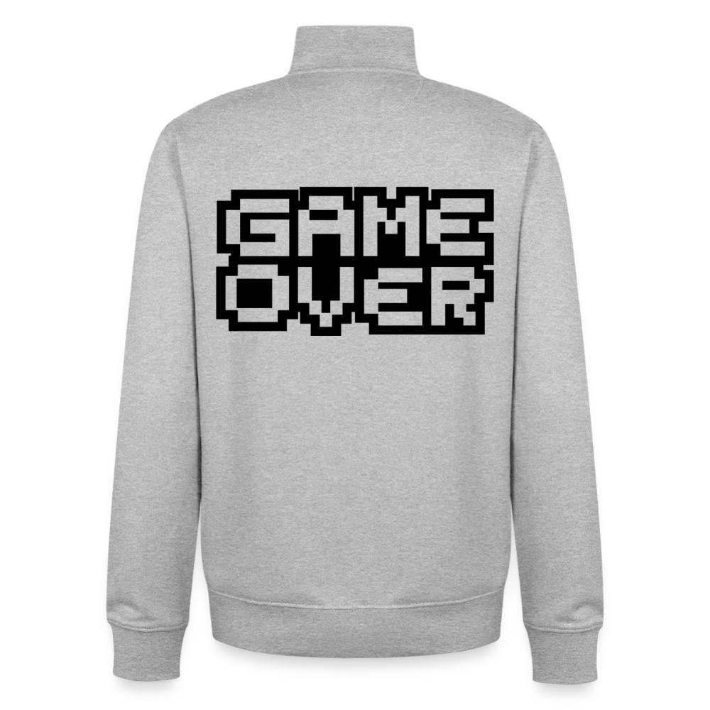 "GAME OVER"-Retro, unisex Sweatshirt-Jacke aus Bio-Baumwollgemisch - heather grey