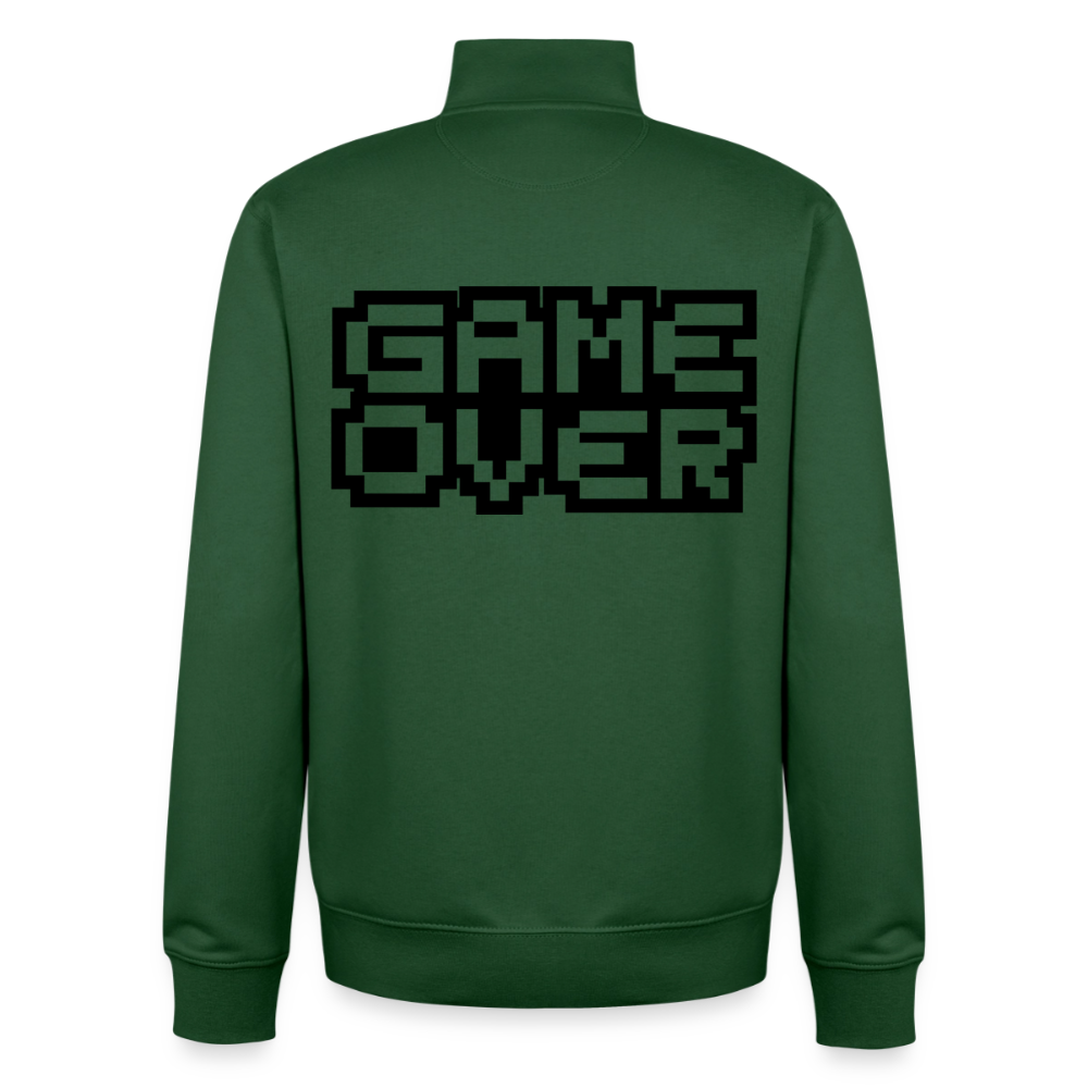 "GAME OVER"-Retro, unisex Sweatshirt-Jacke aus Bio-Baumwollgemisch - bottle green