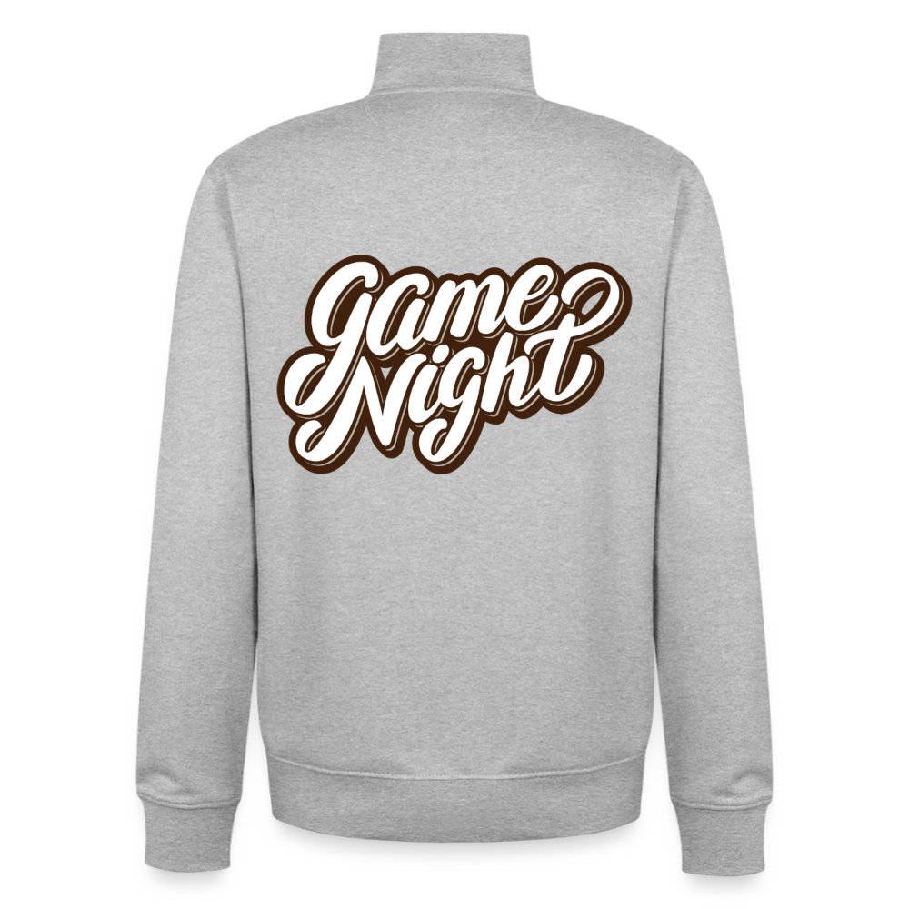 Game Night Classic, unisex Sweatshirt-Jacke aus Bio-Baumwollgemisch - heather grey