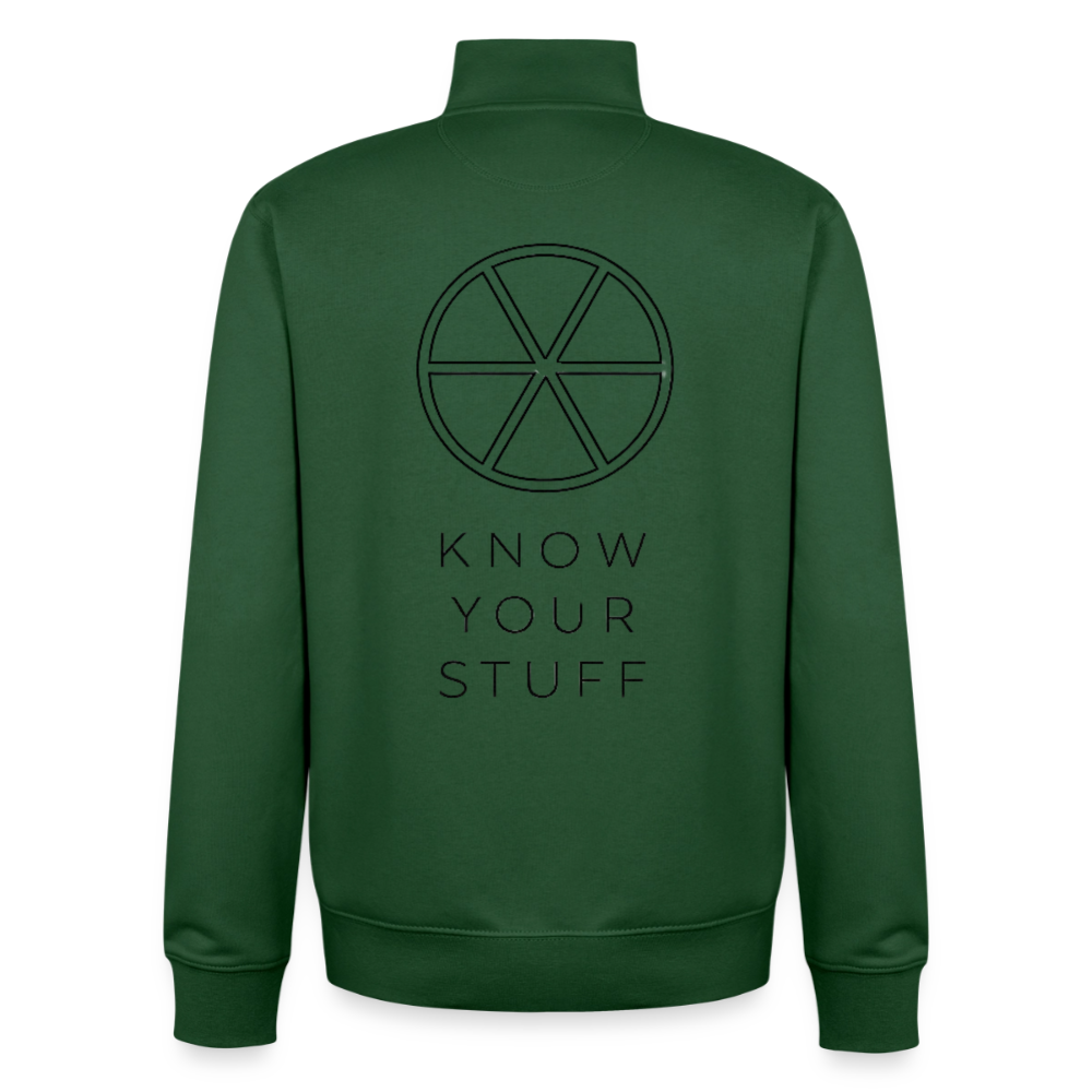 Know your Stuff, unisex Sweatshirt-Jacke aus Bio-Baumwollgemisch - bottle green