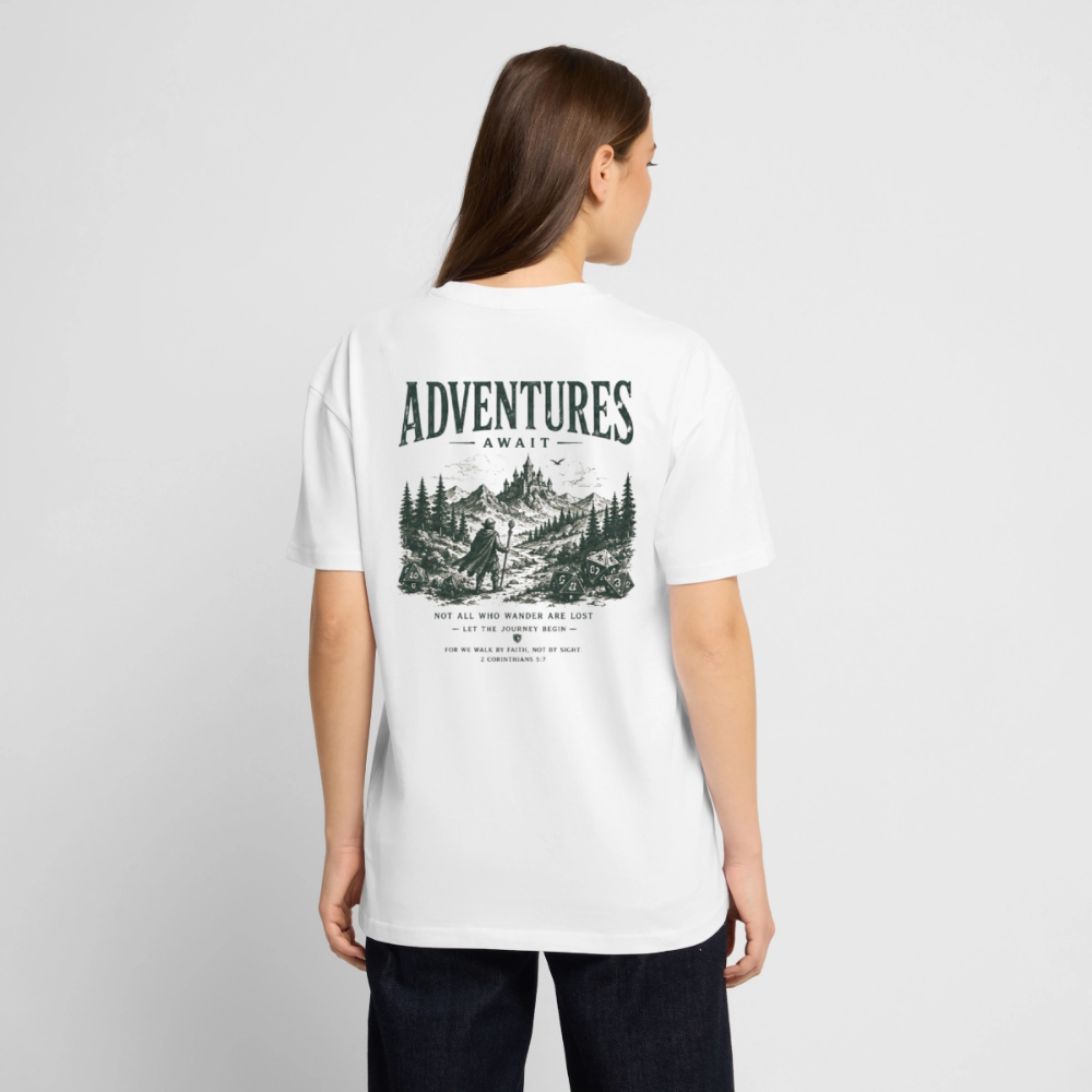 Adventure Await, unisex Oversized T-Shirt - Weiß
