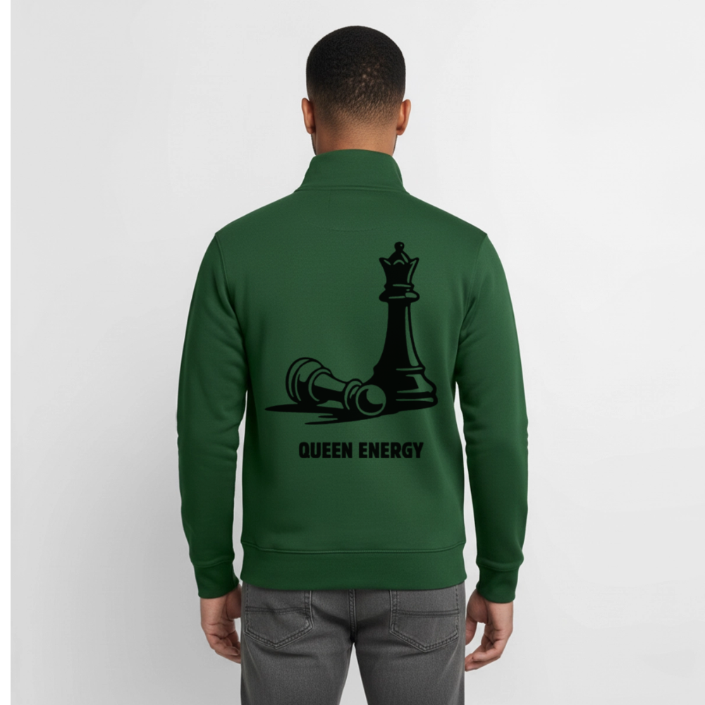 Ein Zug. Eine klare Sache. Unisex Sweatshirt-Jacke aus Bio-Baumwollgemisch - bottle green