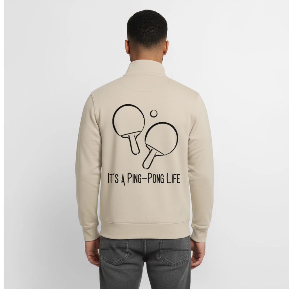 Ping-Pong Life, unisex Sweatshirt-Jacke aus Bio-Baumwollgemisch - desert dust