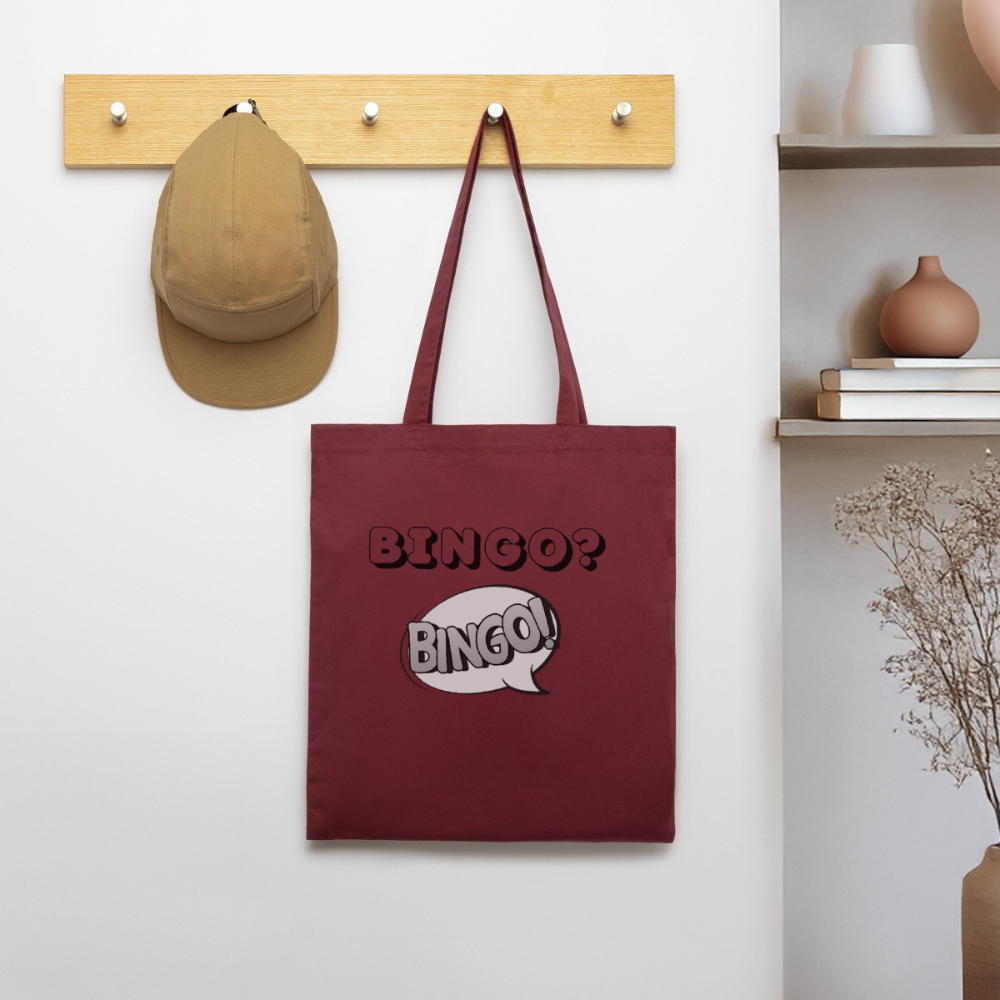 Bingo? Bingo!  Stoffbeutel aus Bio-Baumwolle - burgundy
