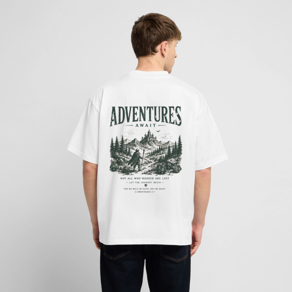 Adventure Await, unisex Oversized T-Shirt - Weiß