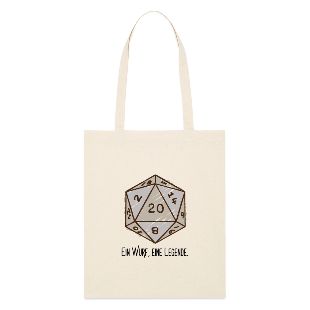 D20-Legende, Stoffbeutel aus Bio-Baumwolle - soft Ecru