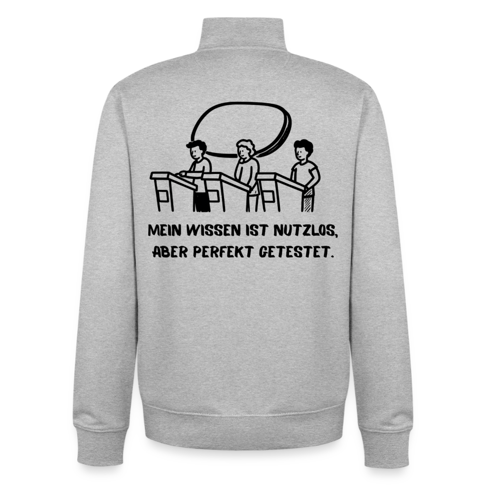Quiz-Nerd, unisex Sweatshirt-Jacke, aus Bio-Baumwollgemisch - heather grey