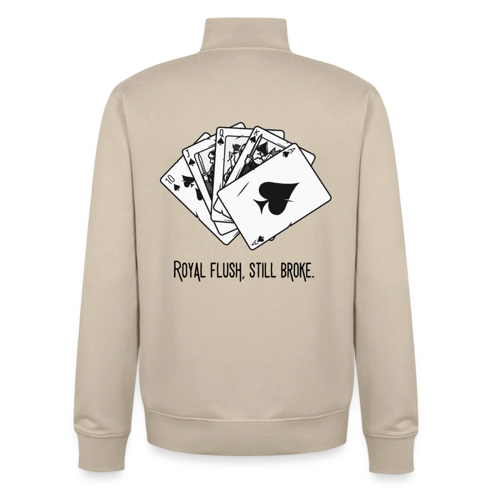 Royal Flush Broke, unisex Sweatshirt-Jacke aus Bio-Baumwollgemisch - desert dust