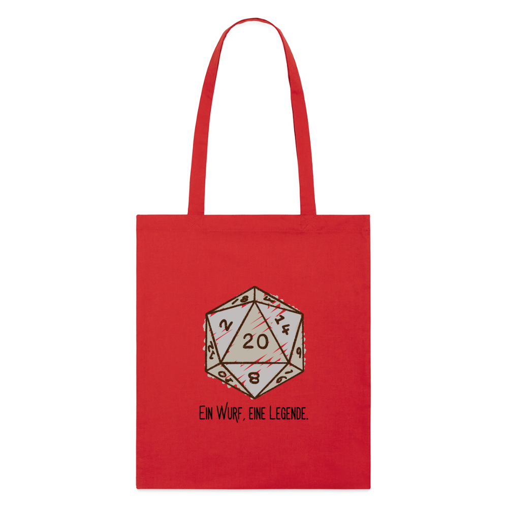 D20-Legende, Stoffbeutel aus Bio-Baumwolle - red