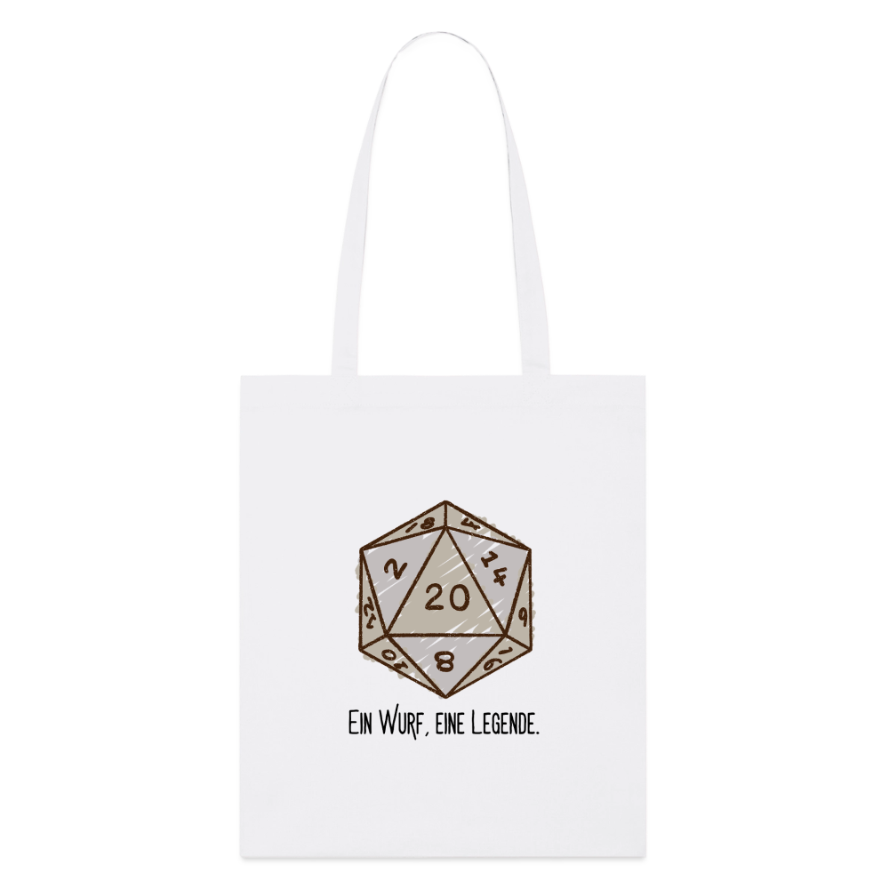 D20-Legende, Stoffbeutel aus Bio-Baumwolle - white