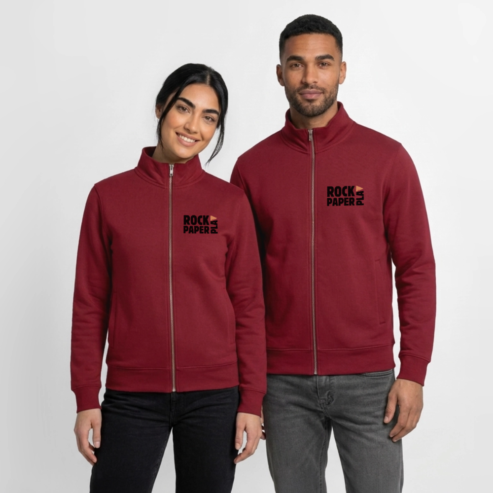 "GAME OVER"-Retro, unisex Sweatshirt-Jacke aus Bio-Baumwollgemisch - burgundy