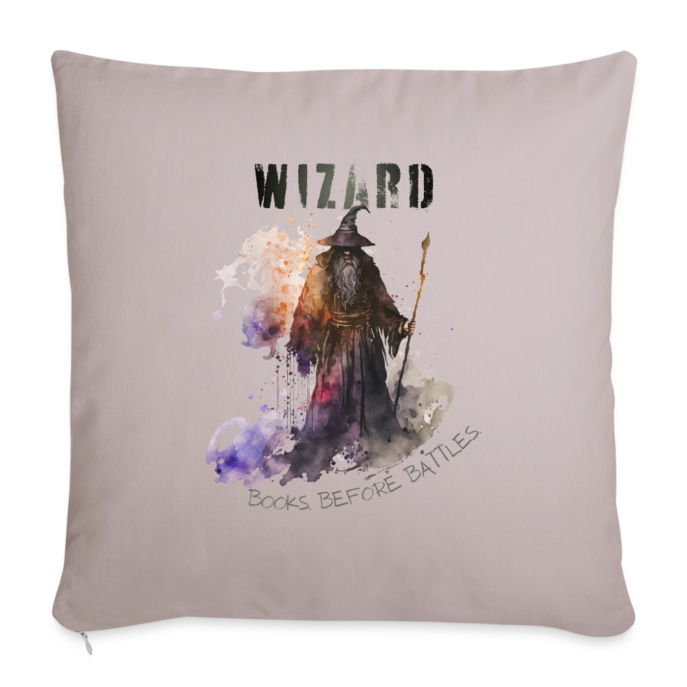 Wizard – Books Before Battles -  Sofakissen mit Füllung 44 x 44 cm - helles Taupe