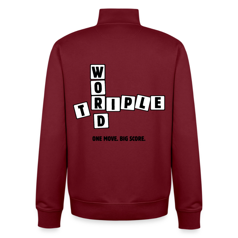 Every Letter Counts, unisex Sweatshirt-Jacke aus Bio-Baumwollgemisch - burgundy