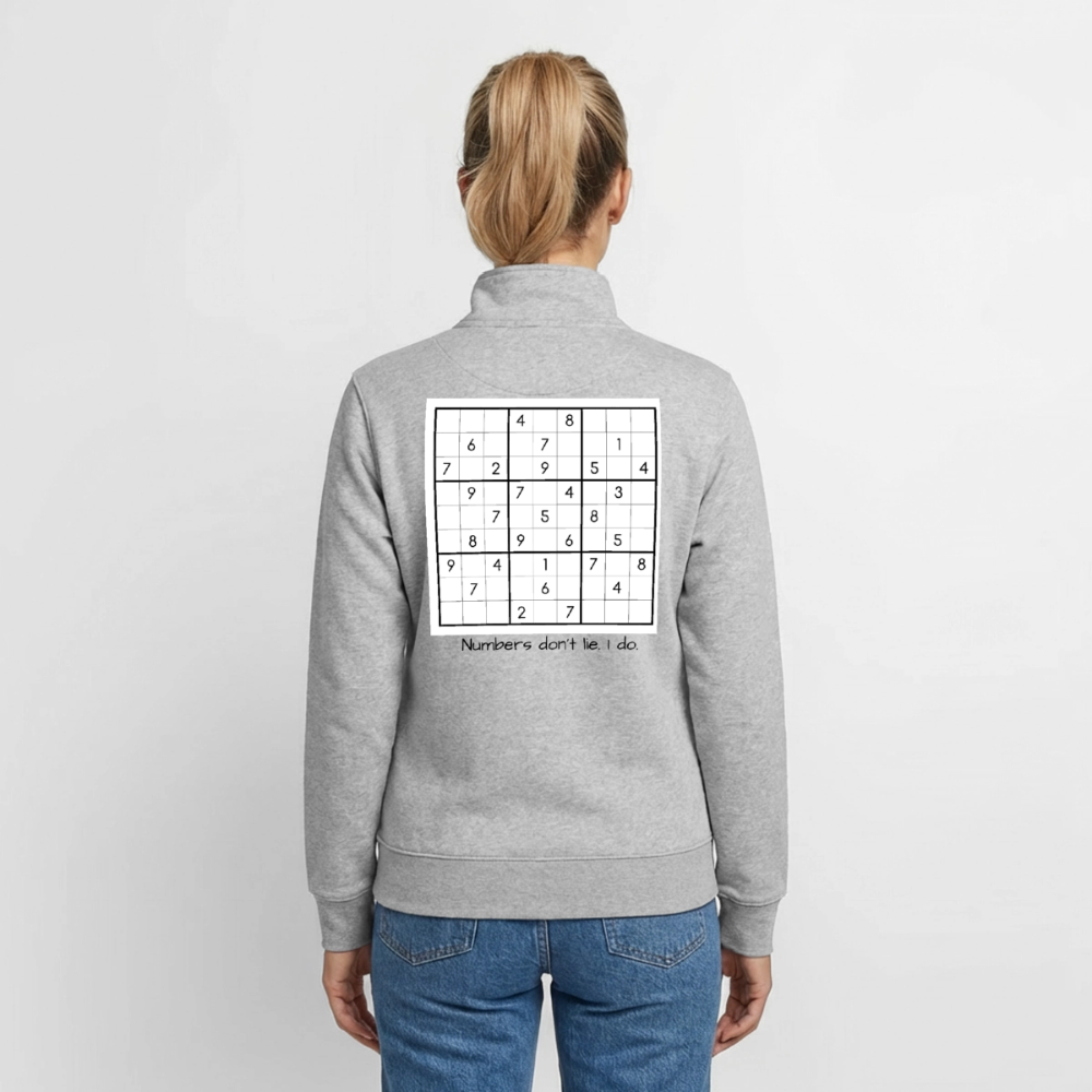Sudoku Liar, unisex Sweatshirt-Jacke aus Bio-Baumwollgemisch - heather grey