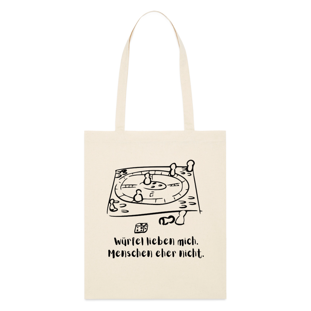 Würfel-Liebe. Stoffbeutel aus Bio-Baumwolle - soft Ecru