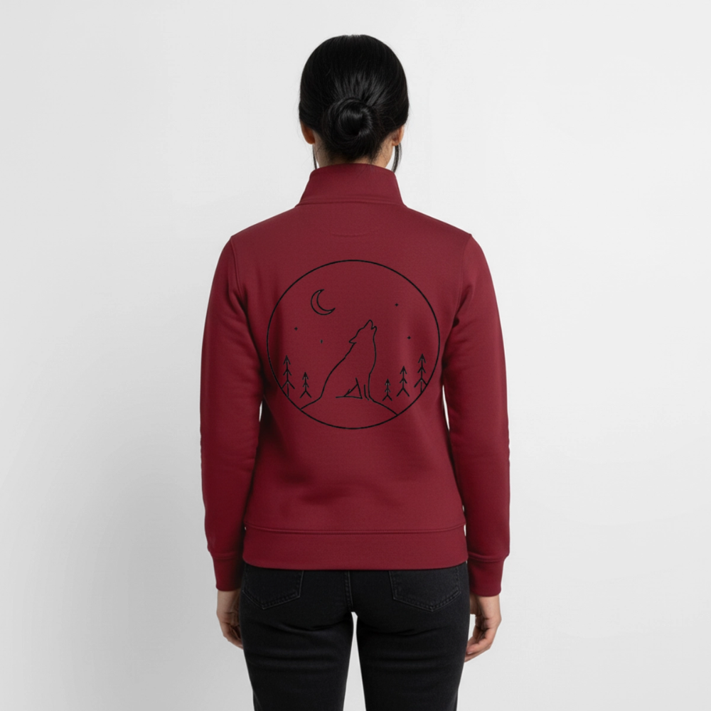 Trust No One, unisex Sweatshirt-Jacke aus Bio-Baumwollgemisch - burgundy